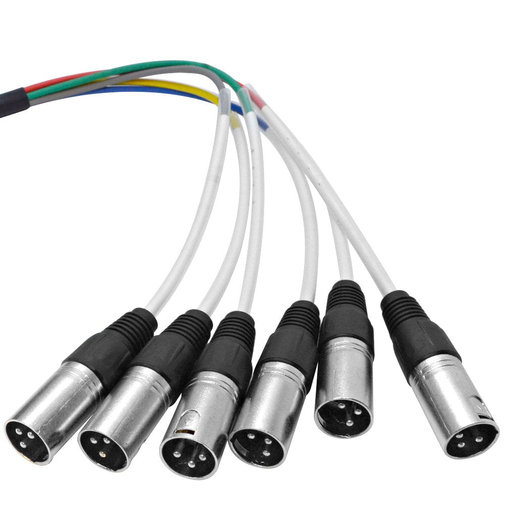 6 Channel XLR Colored Snake Cable 10 Feet Pack of 2 R651