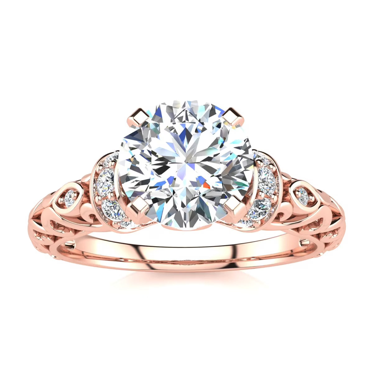 Vintage Moissanite Engagement Ring In 14 Karat Rose Gold I98803