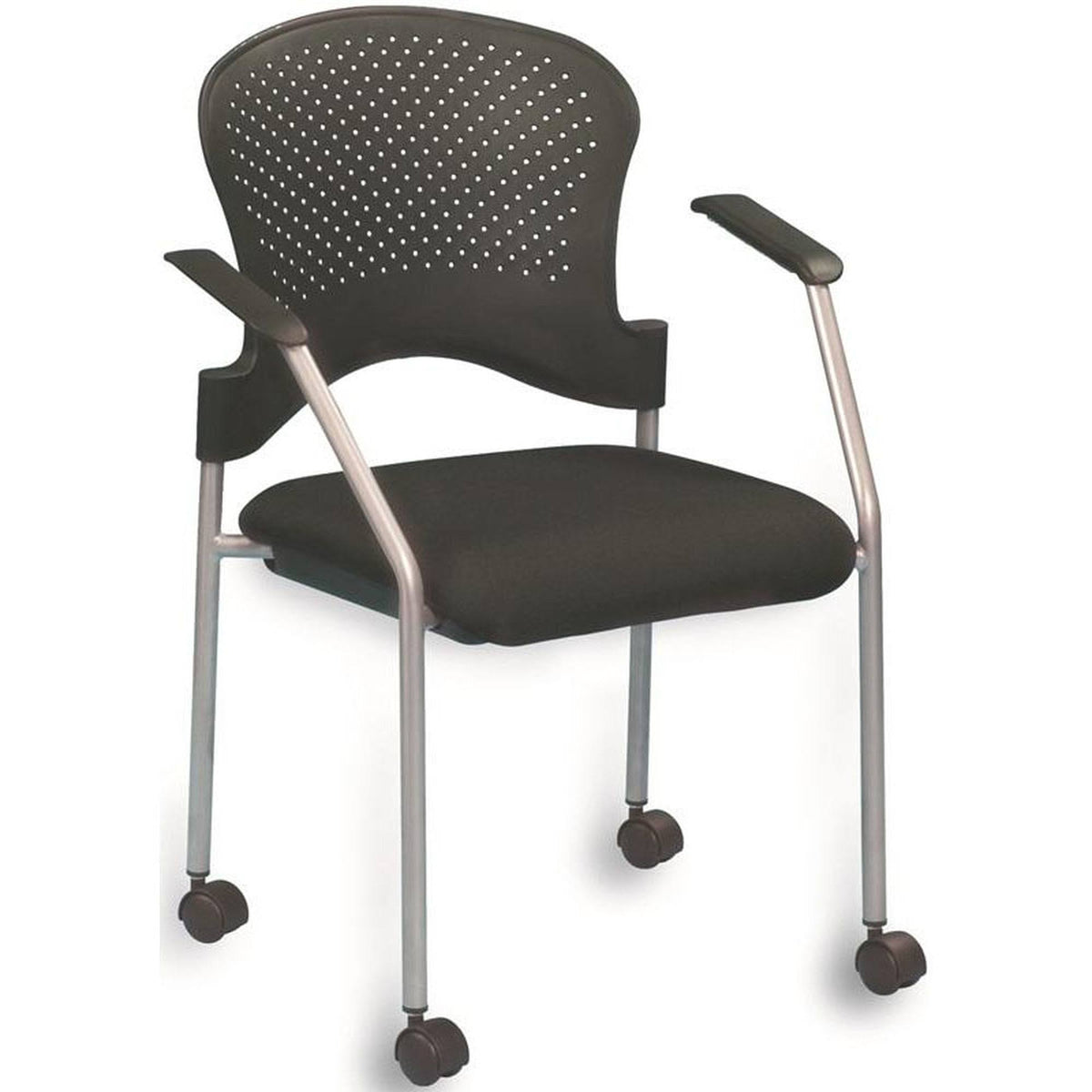 Black Grey Side Chair with Casters G76636