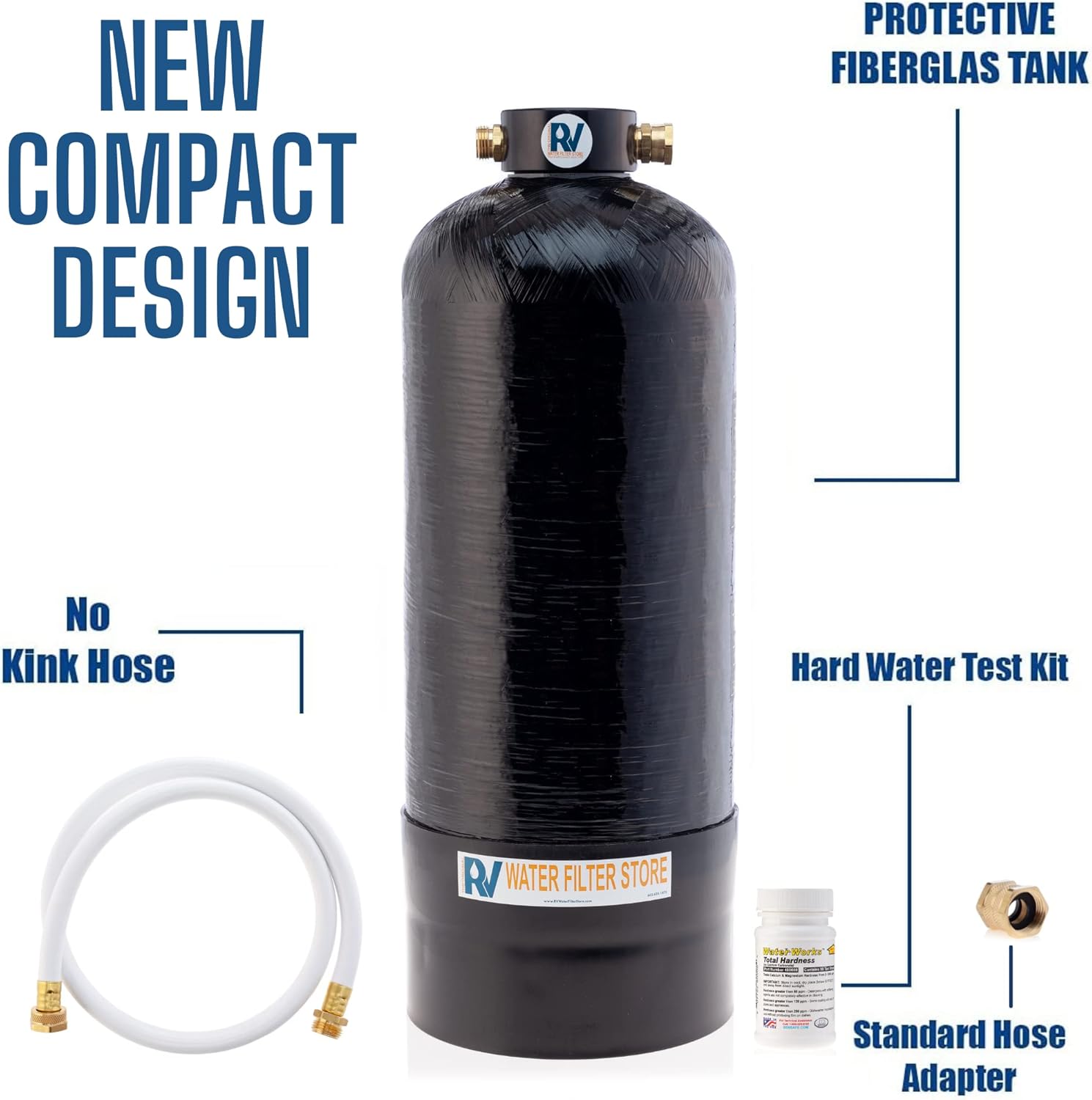 Portable 8,000 Grain RV Water Softener with 3/4" Fittings S278