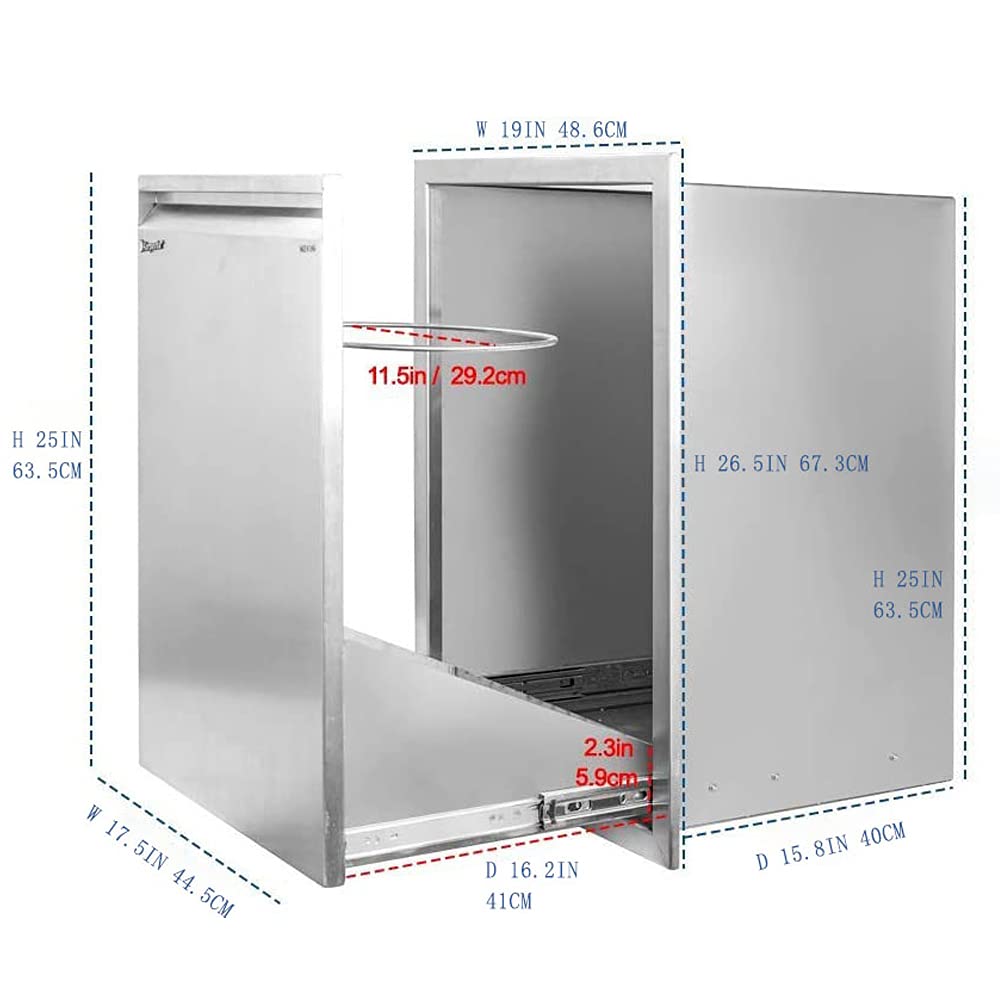 Stainless Steel Drawer W16XD18XH22.3 Inches J784