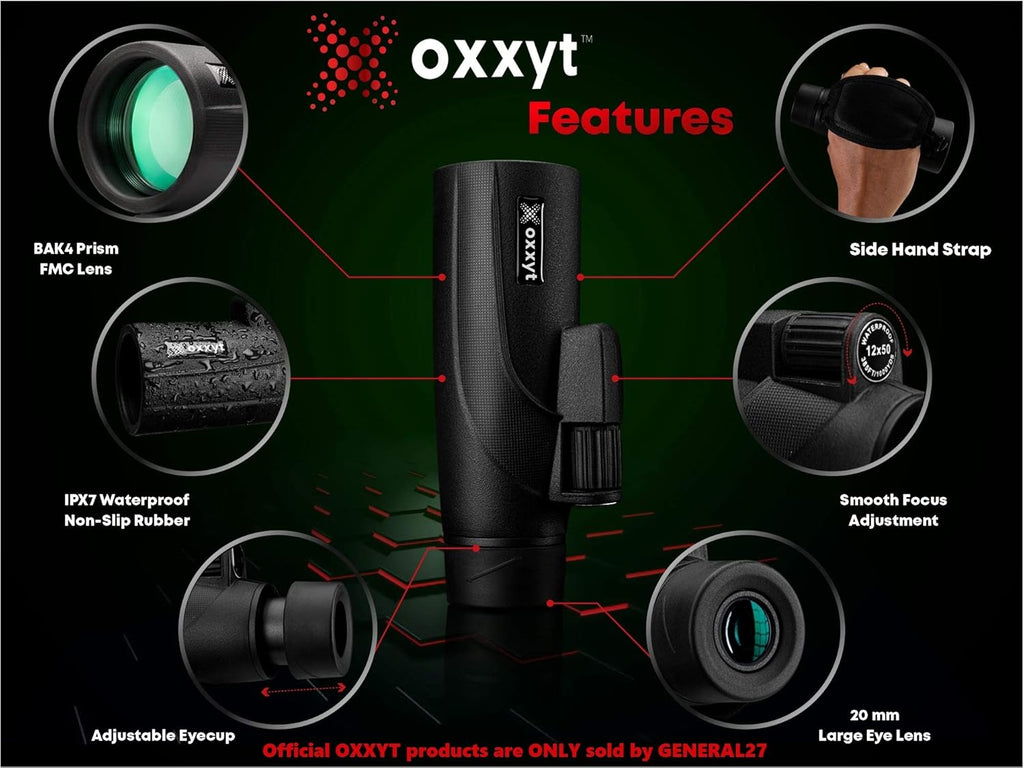 Monocular Telescope 12X50 with EVA Case, BAK4 Prism, FMC Lens, Phone Holder, Tripod V372050