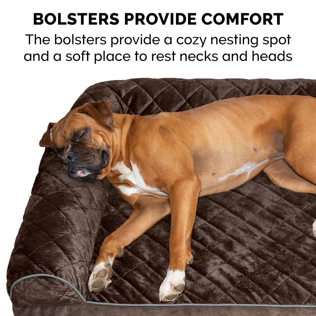 Espresso Velvet L-Chaise Dog Bed E827251