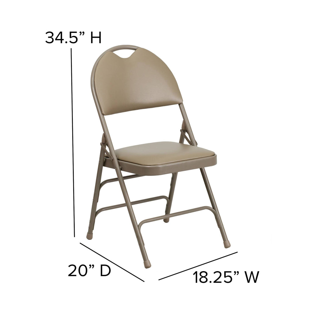 Beige Vinyl Metal Folding Chair N5267