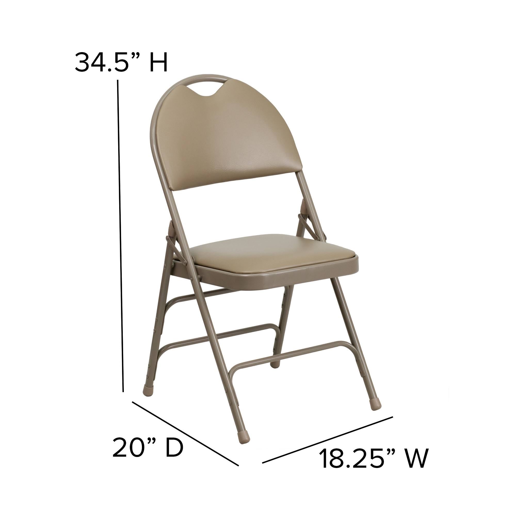 Beige Vinyl Metal Folding Chair N5267