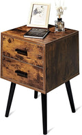 Rustic Brown Wooden Night Stand with 2 Drawers I557200
