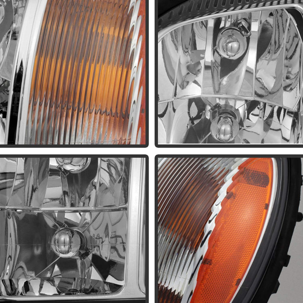 Chrome OE Style Headlights Pair with Amber Side Replacement F312262