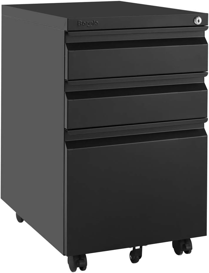White 3 Drawer Rolling Metal File Cabinet I70225