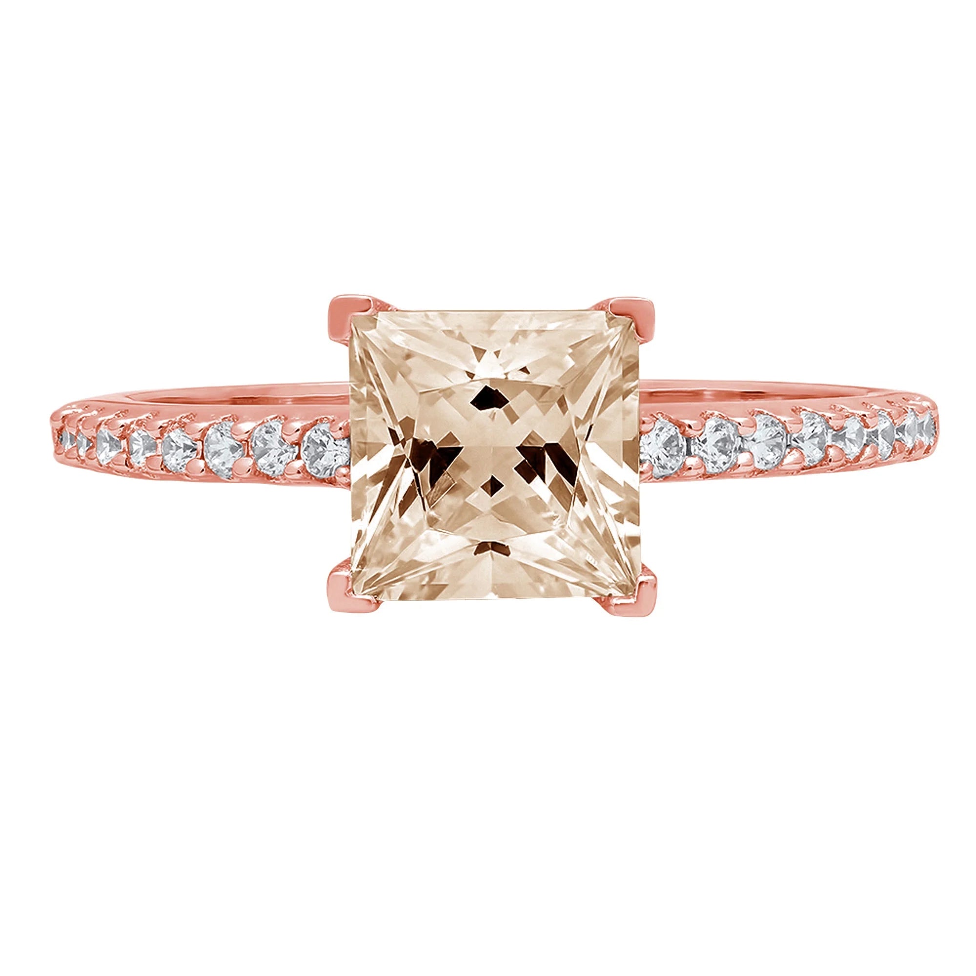 18k Rose Gold Champagne Simulated Diamond Ring E3545