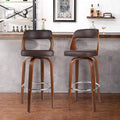 Set of 2 PU Leather Swivel Barstools with Wooden Back and Legs N112