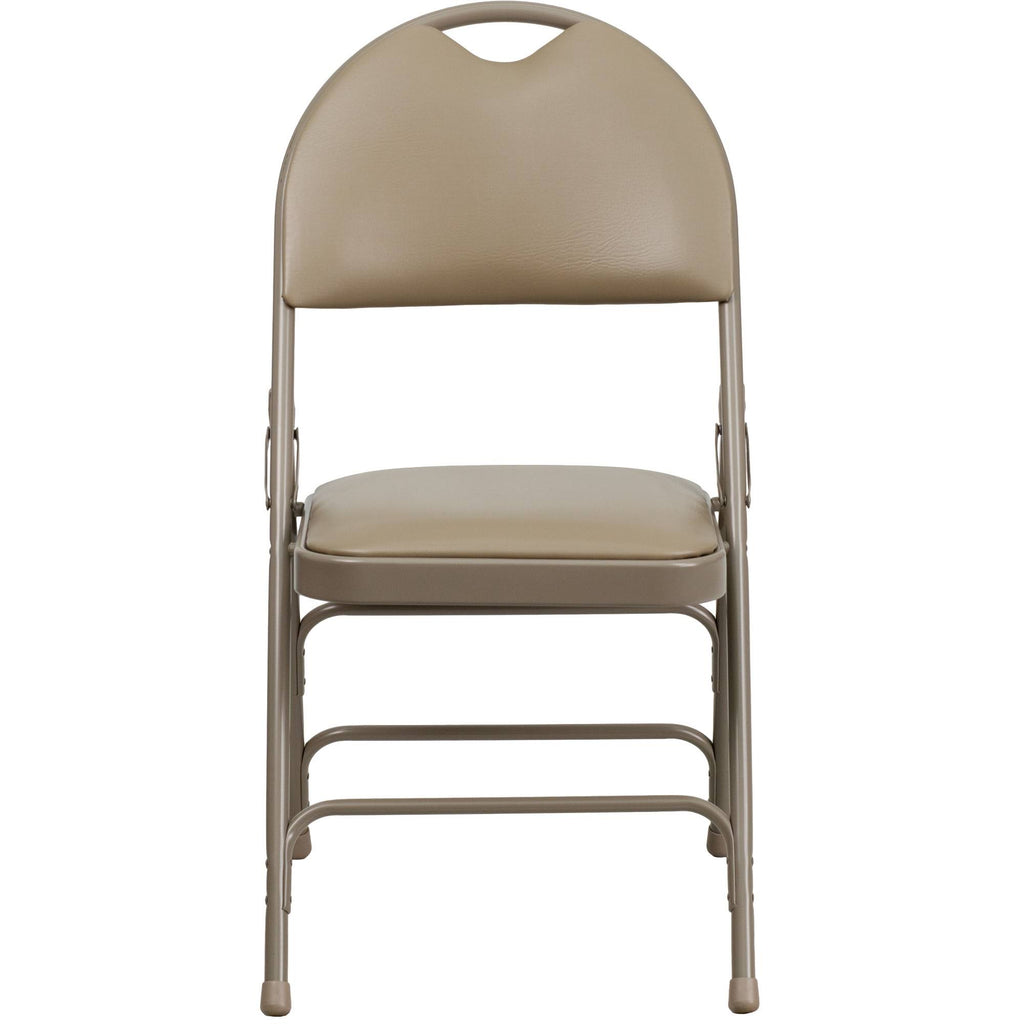 Beige Vinyl Metal Folding Chair N5267