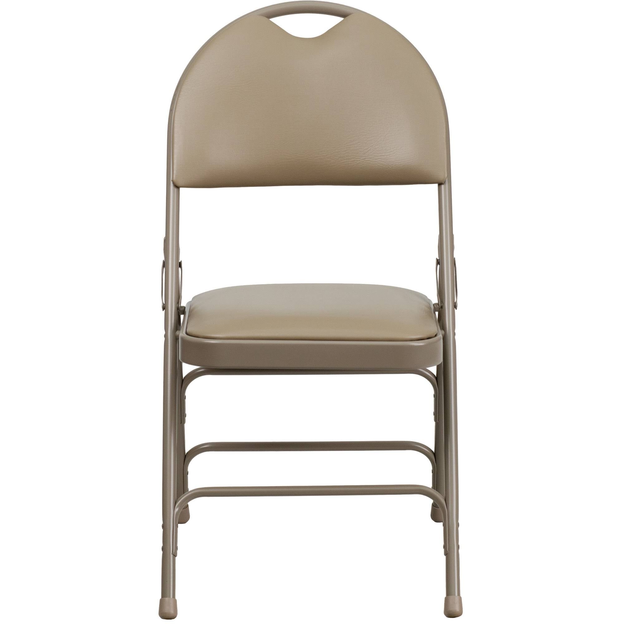 Beige Vinyl Metal Folding Chair N5267