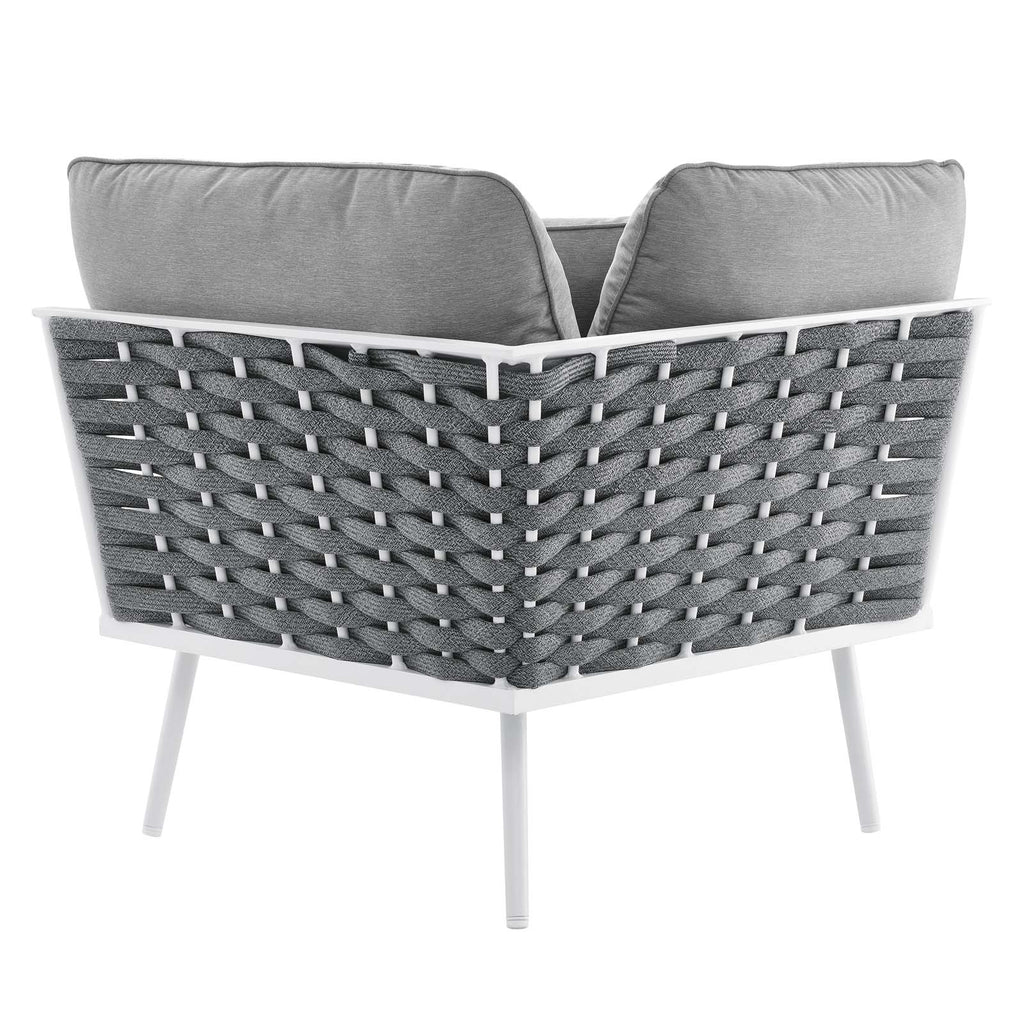 4 Piece White Gray Aluminum Patio Sectional Sofa Set O93728