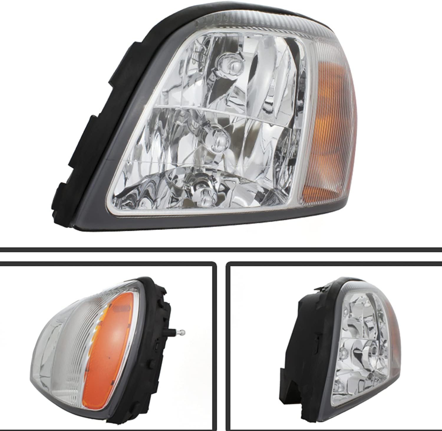 Chrome OE Style Headlights Pair with Amber Side Replacement F312262