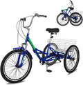 Adult Folding Tricycle 7 Speed 20/24/26 inch Three Wheel Bike with Large Basket R8251