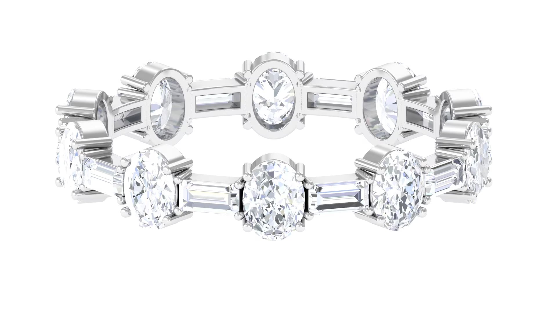 14K White Gold Moissanite Eternity Ring, US 7.50 T80862