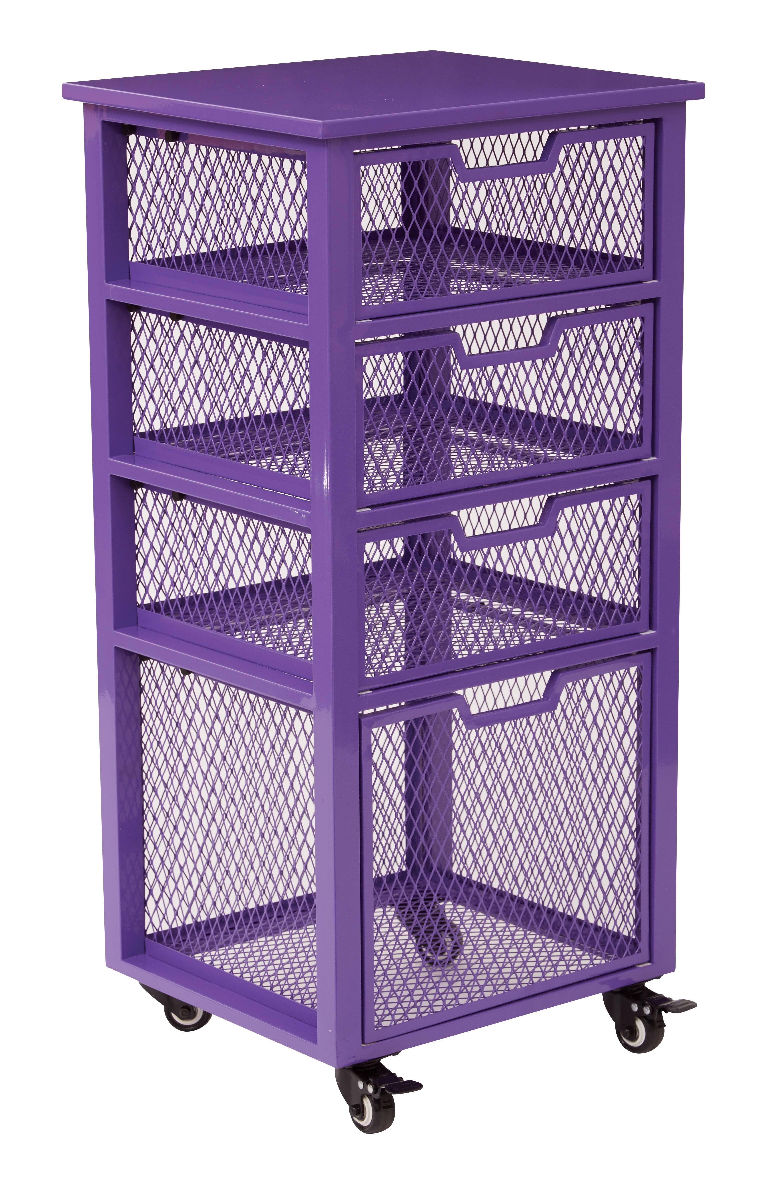 Purple 4 Drawer Rolling Cart R419518