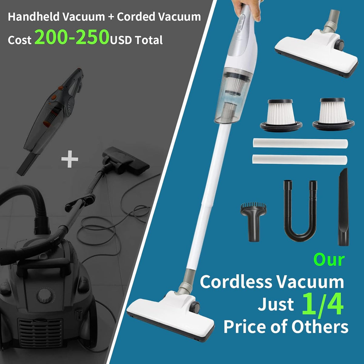 Cordless Stick Vacuum Cleaner with Rechargeable Battery Q618