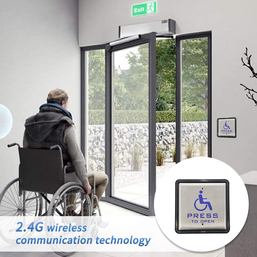 Wireless Push Switch with 2pcs Square 4.5'' Push Panels and 1pcs 2.4G Receiver R46914