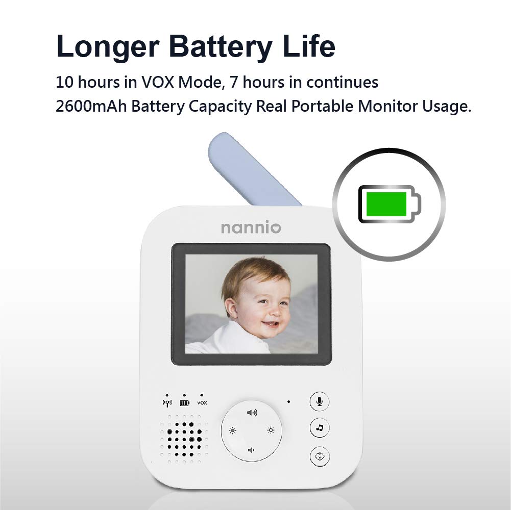 Video Baby Monitor with Camera and Audio, Two-Way Talk, Auto Night Vision, 5 Lullabies, 985ft Range, Pack of 2 Y7894