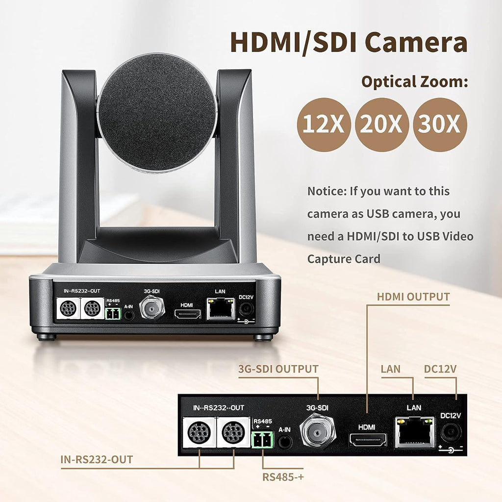 White PTZ IP Camera with Simultaneous HDMI and 3G-SDI Outputs S649
