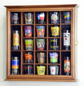 Walnut Lockable Wall Rack Display Case for 21 Shot Glasses V437231