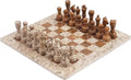 Marble Chess Set 15 Inches Fossil Coral and Dark Brown Handmade Chess Board with 32 Chess Pieces U483209