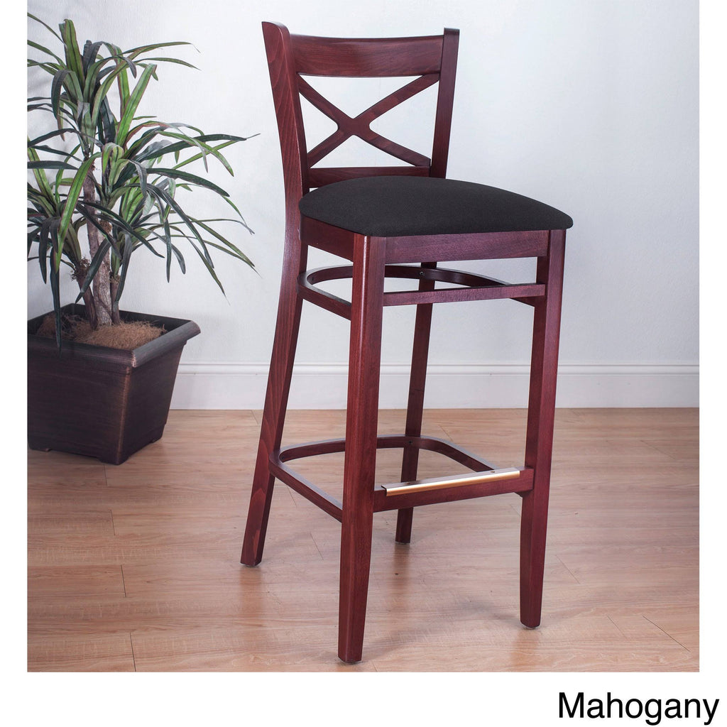 Black Solid Wood X-Back Microfiber Seat Bar Stool U681