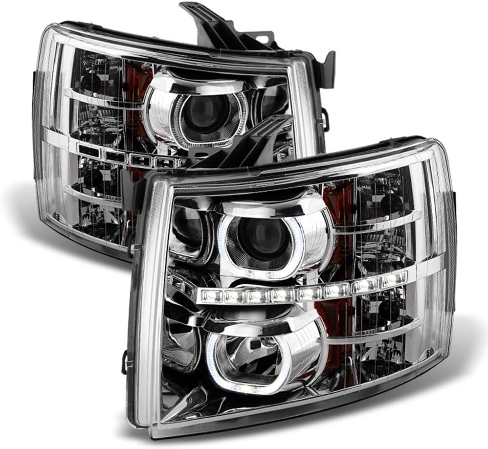 2007-2013 Chevy Silverado 1500 2500 3500 LED Halo Projector Headlights S339