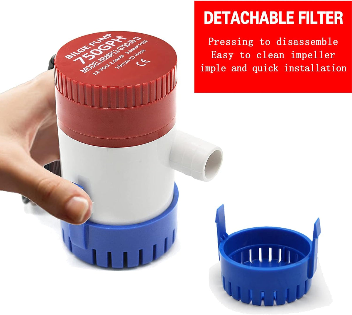 DC Submersible Bilge Water Pump 750 GPH 12V 3/4 inch Hose Outlet S14194