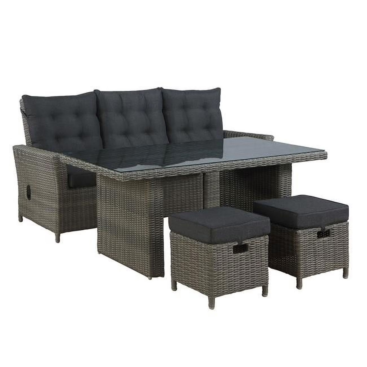 4 Piece All-Weather Wicker Outdoor Seating Set with Reclining Sofa U581