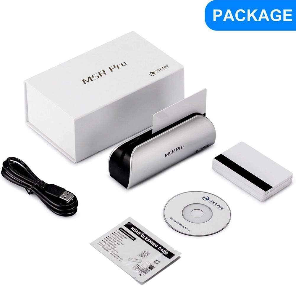 Silver Magnetic Credit Card Reader Writer Encoder with 10 Blank Cards D65169