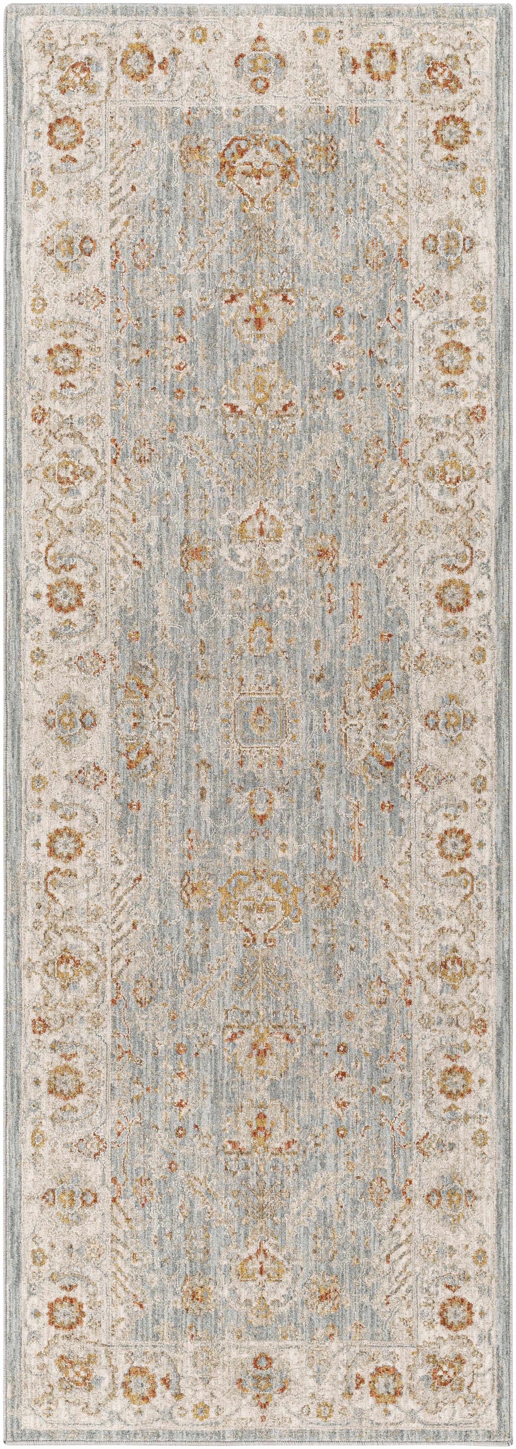 Blue, Gray, Red, Orange, Cream Runner Rug Z196
