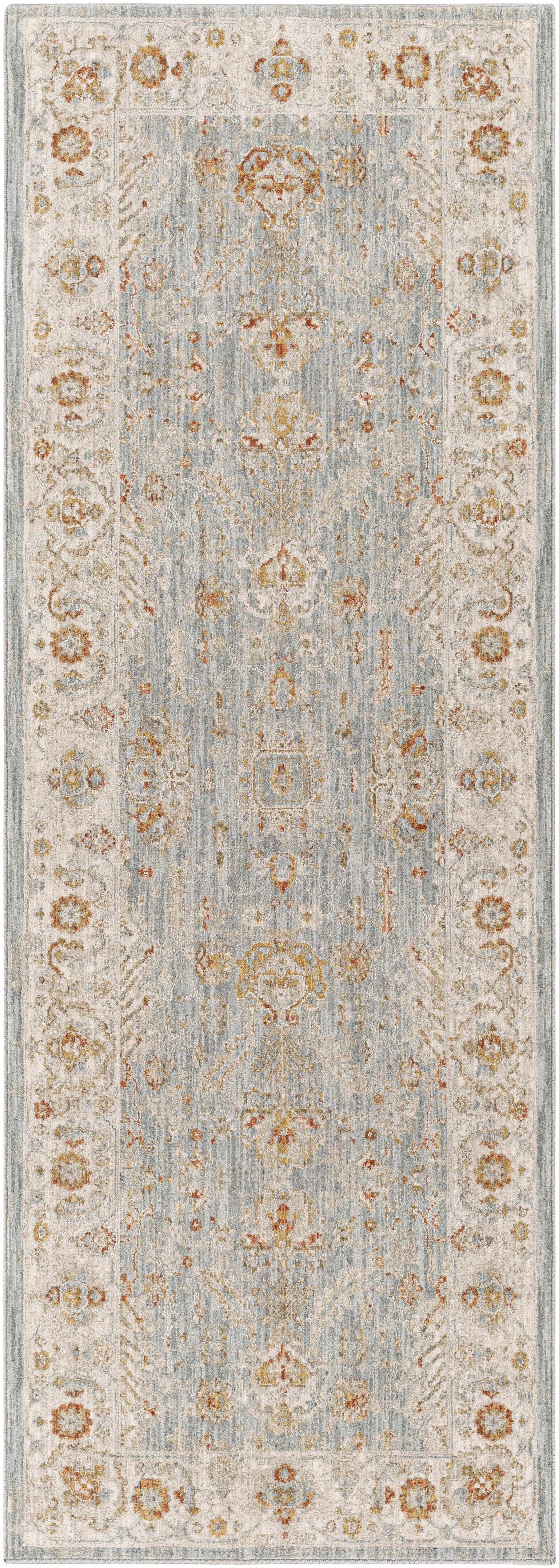 Blue, Gray, Red, Orange, Cream Runner Rug Z196