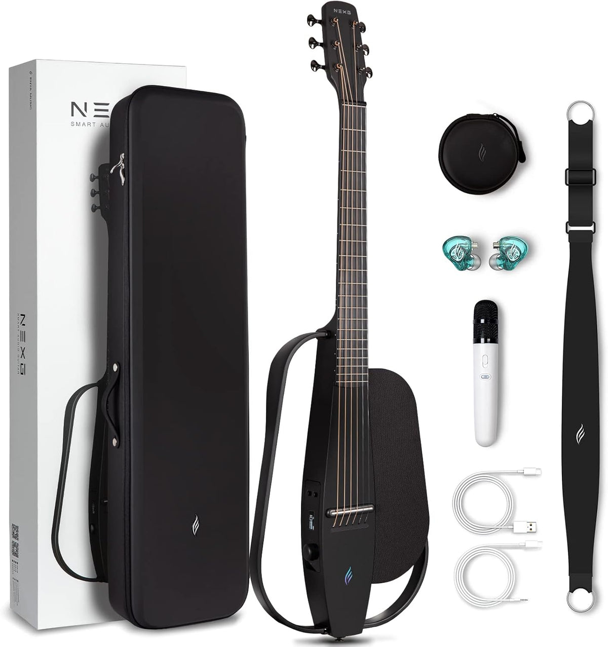 Black Carbon Fiber Acoustic-Electric Guitar with 50W Wireless Speaker Z97959