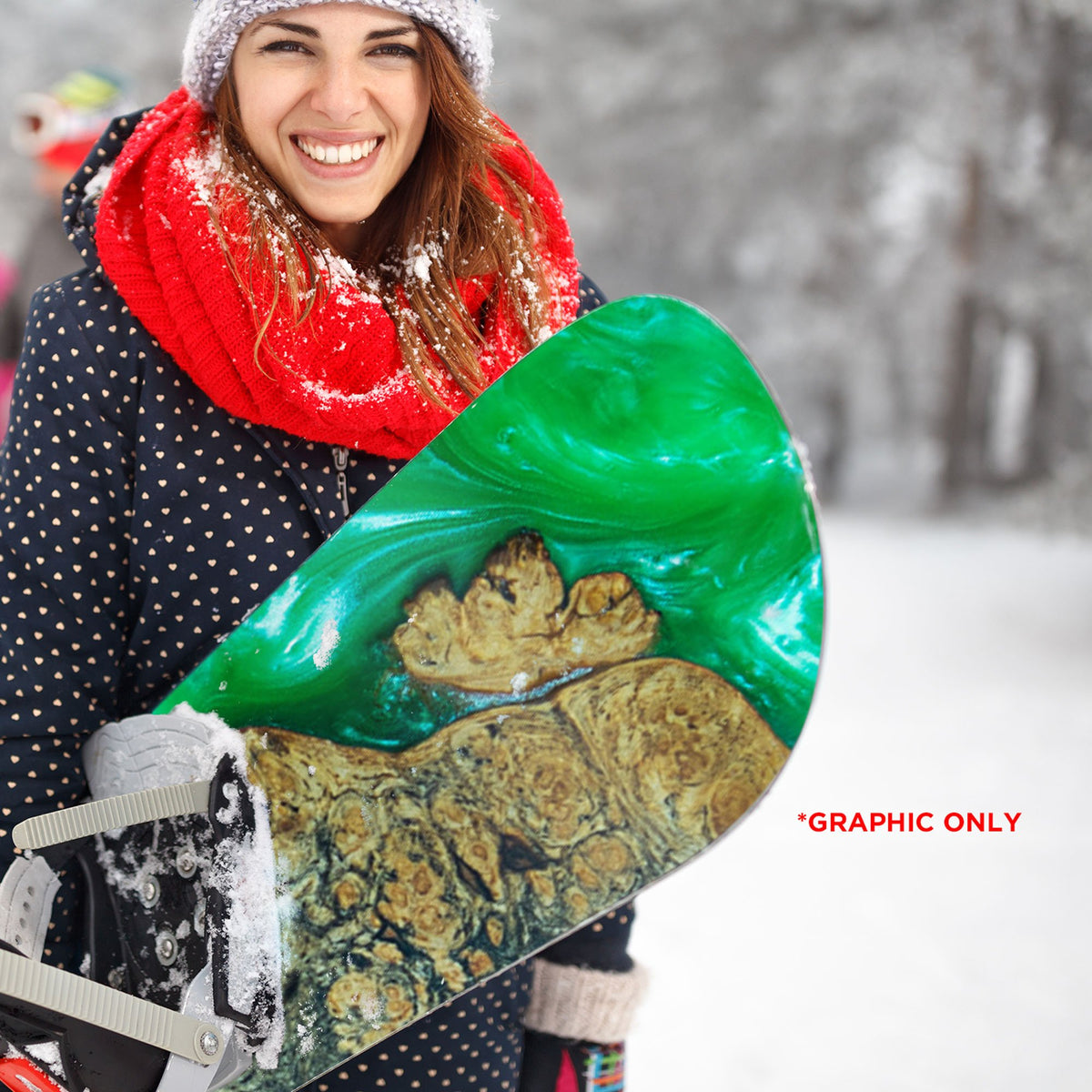 Green Resin Wood Snowboard Wrap Sticker Skin Cover P49640