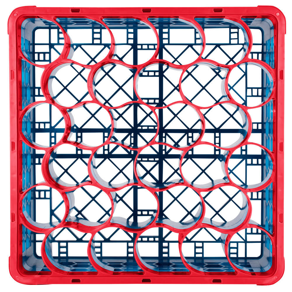 Red Color-Coded Glass Rack with 5 Extenders V8594