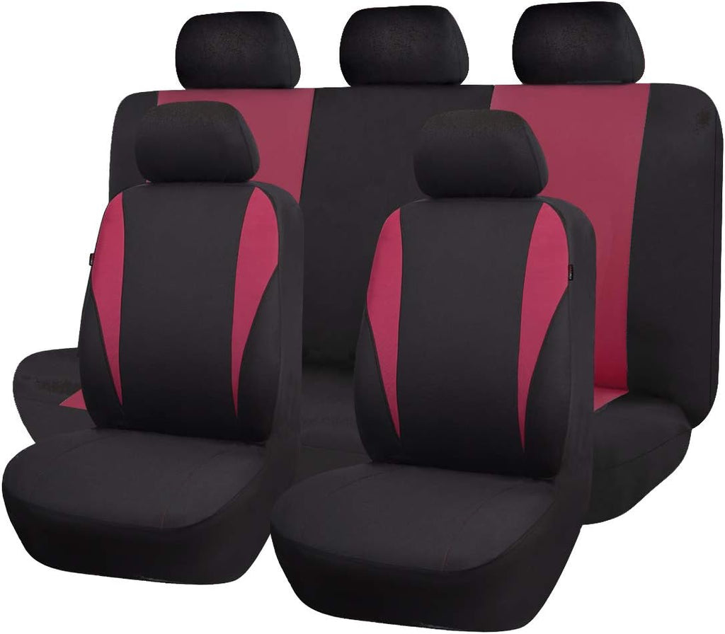 Black Polyester Car Seat Covers 9 PCS Pack of 2 C988702