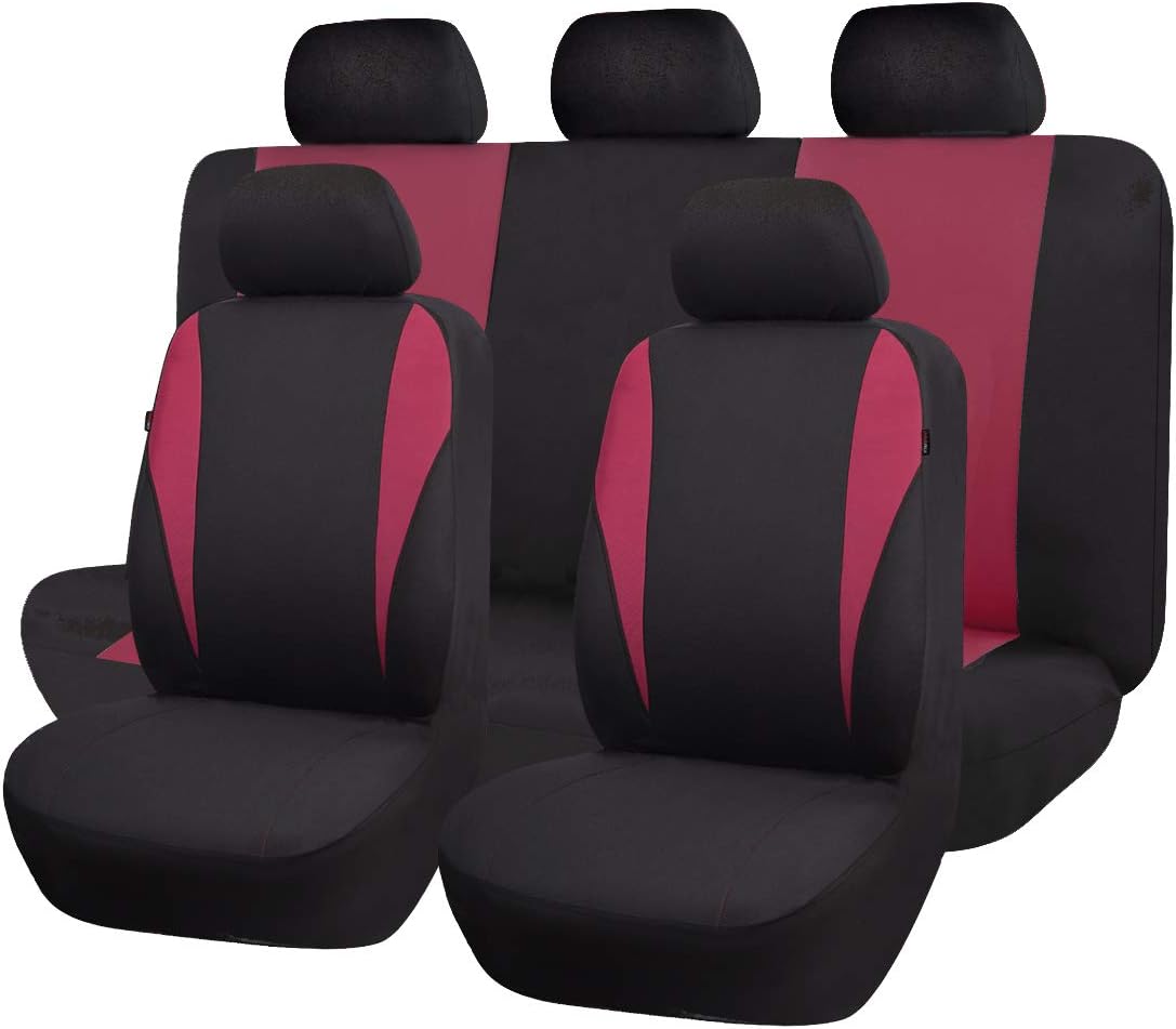 Black Polyester Car Seat Covers 9 PCS Pack of 2 C988702