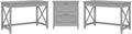 2 Person Desk Set with Lateral File Cabinet, Cape Cod Gray G260118
