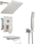 Polish Chrome Rainfall Shower System with Tub Spout and Handheld Sprayer L71602
