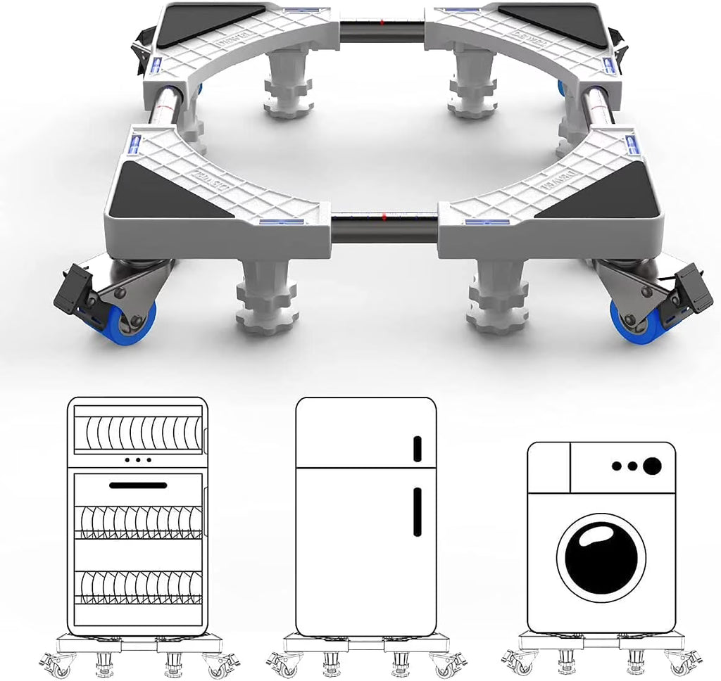 Adjustable Washing Machine Base with 4 Roller Wheels & 4 Feet U446502