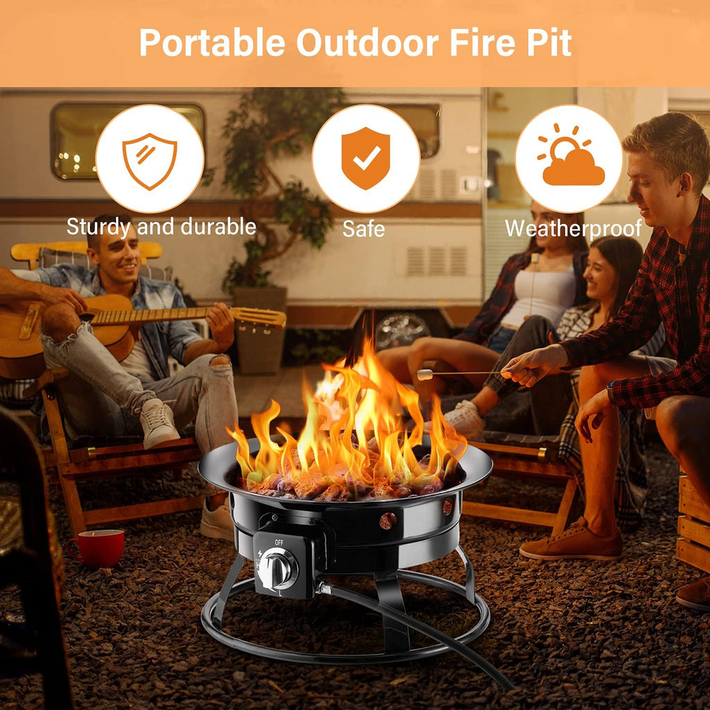 18.5 Propane Gas Fire Pit, Portable Fire Bowl 58,000 BTU, Manual Ignition B926