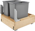 Double 30-Quart Maple Bottom Mount Kitchen Pullout Waste Container Trash Cans with Soft Open & Close Slide System, Silver H304