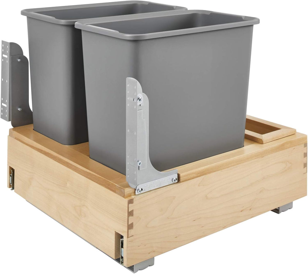 Double 30-Quart Maple Bottom Mount Kitchen Pullout Waste Container Trash Cans with Soft Open & Close Slide System, Silver H304