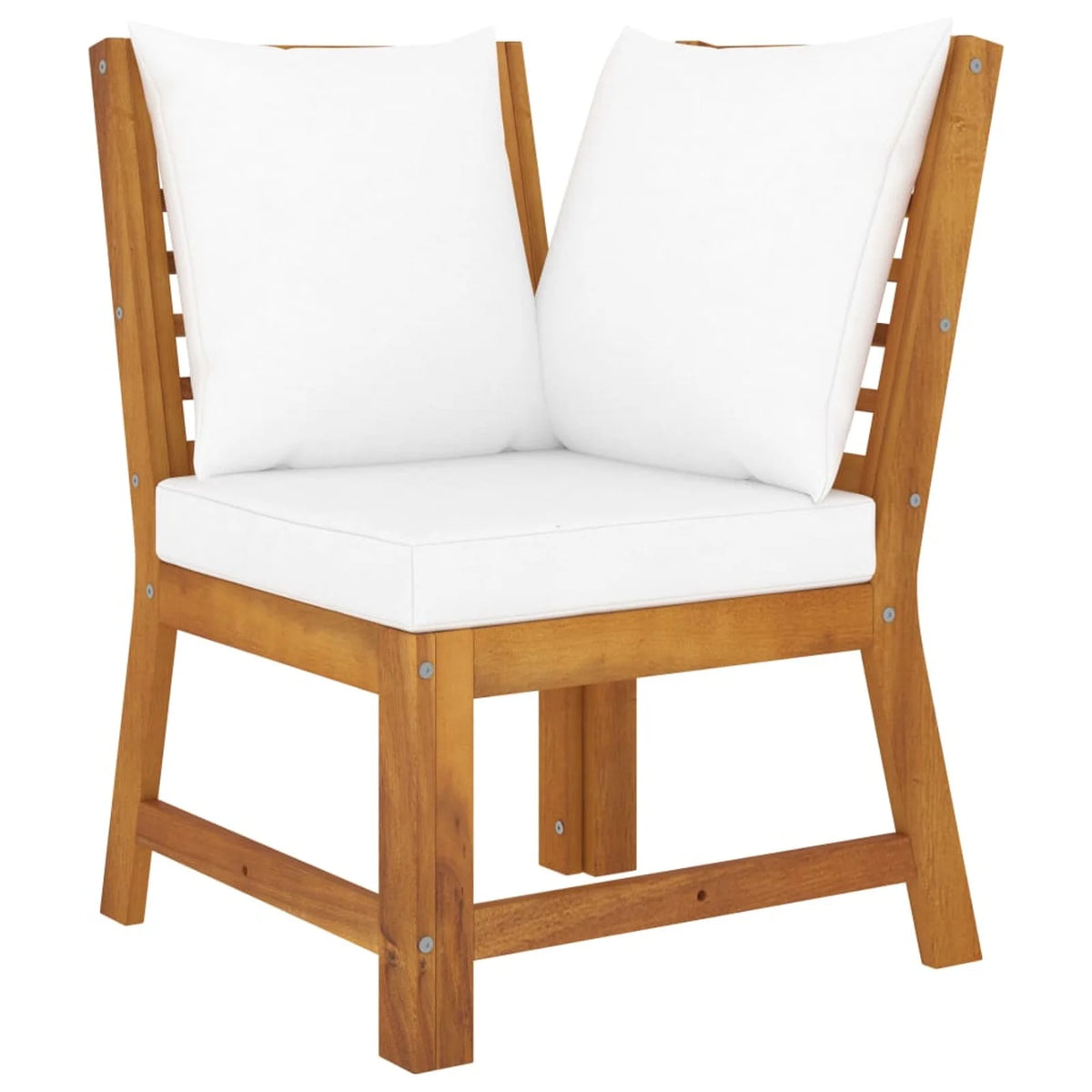 4 Piece Acacia Wood Outdoor Sectional Sofa Set with Cream Cushions Y1460