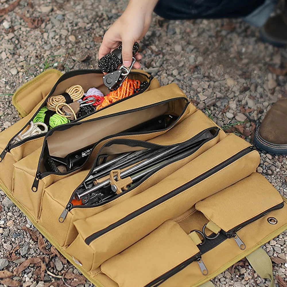 Hanging storage bag Tent Nail Roll-Up Tools Tent Hammer Nail Portable Ox Cloth B203909