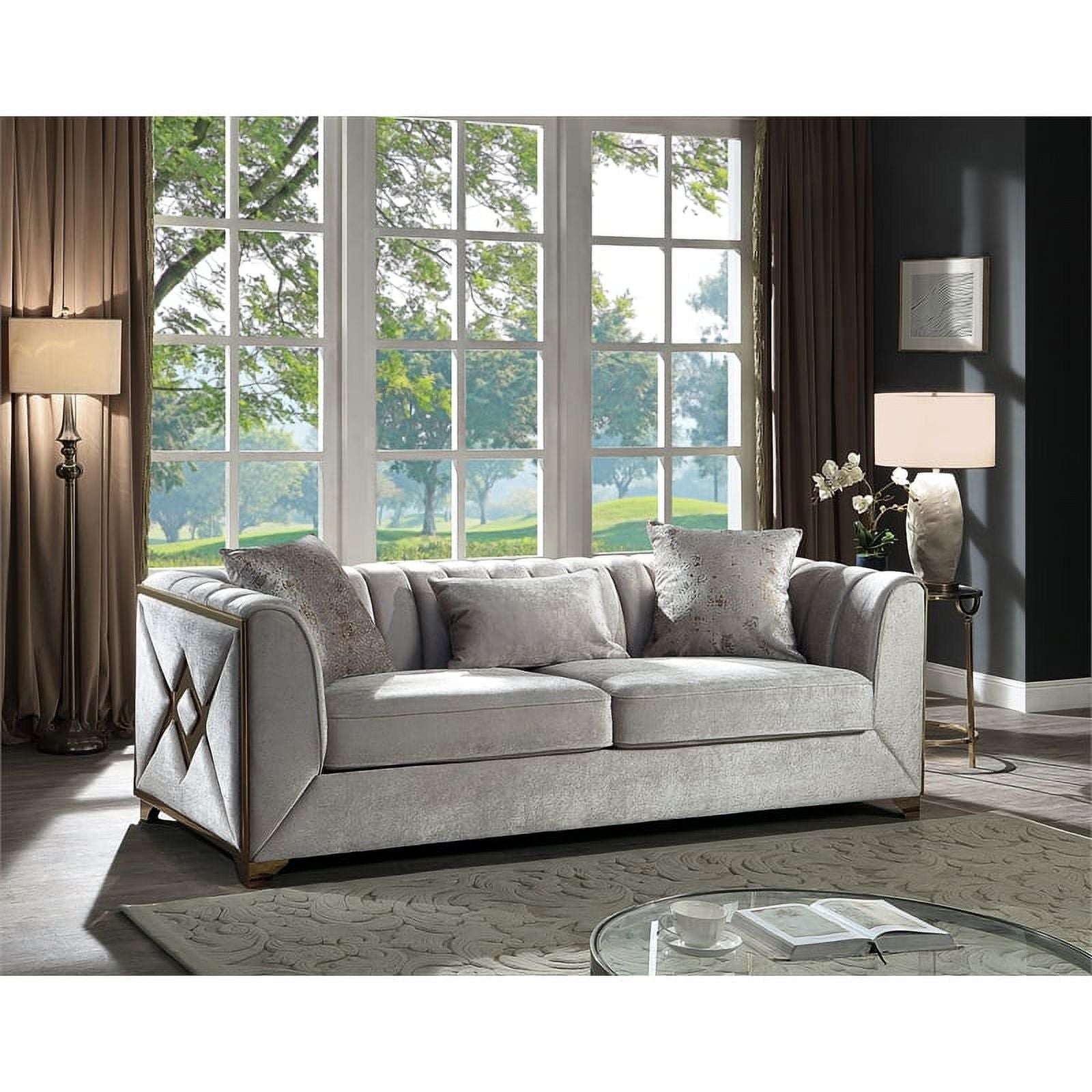 Cream Wood 2 PC Living Room Set W779155