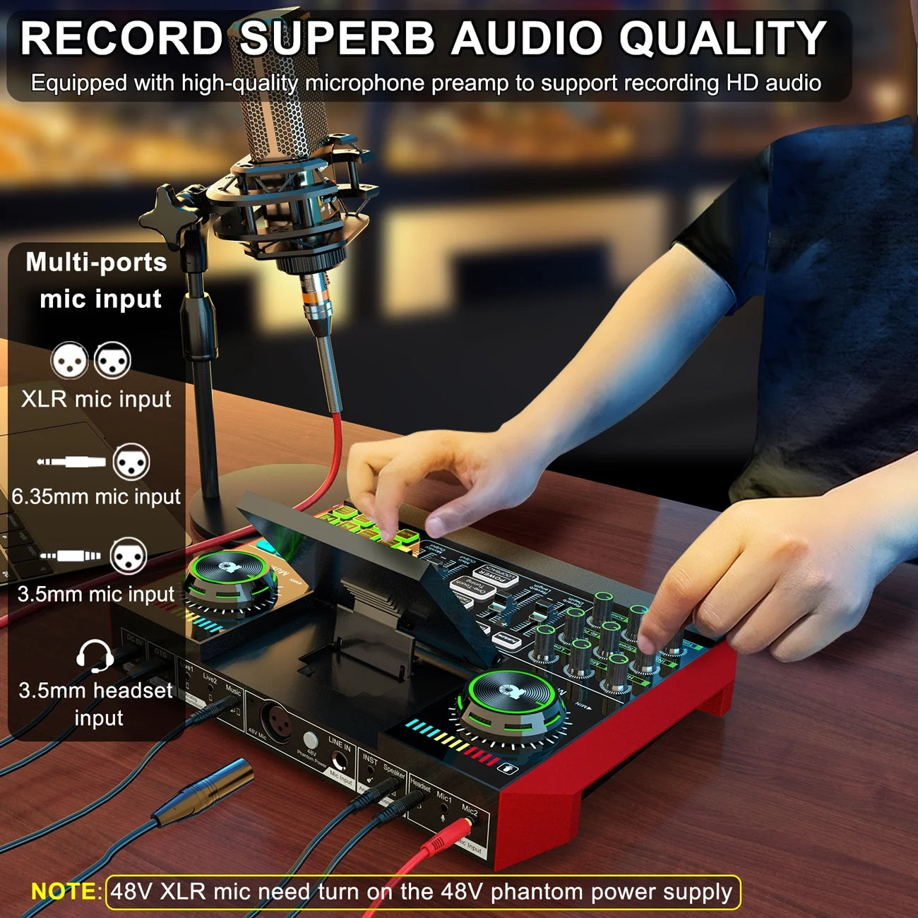 USB Audio Interface with Mixer & Vocal Effects F94512