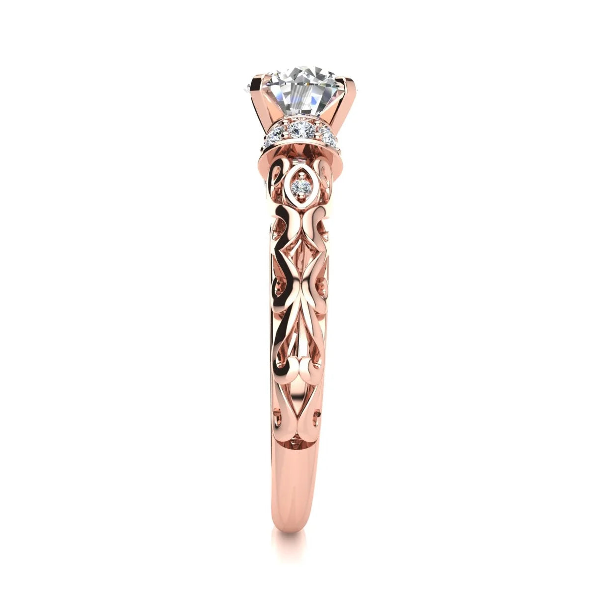 Vintage Moissanite Engagement Ring In 14 Karat Rose Gold I98803